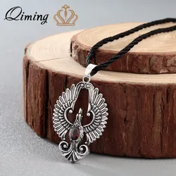 QIMING Phoenix Bird Pendant Necklace Chokers Eagle Pendant Beautiful phoenix birds Charm Women Jewelry Boyfriend Collar