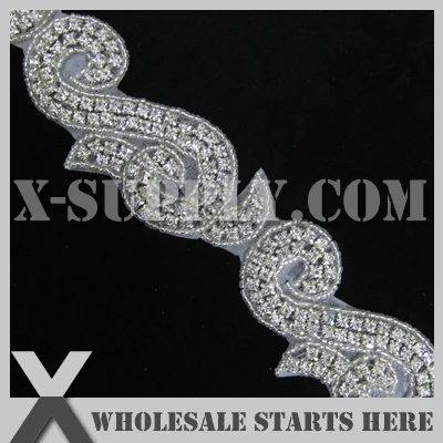 

Free Shipping Crystal Rhinestone Applique Beaded Trim for Wedding Bridal Sash,Headband and Shoe/Wholesale Bulk