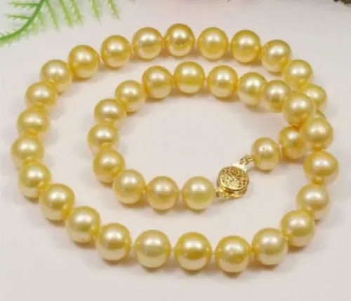 10-11mm south sea Yellow natural Pearl Necklace 18