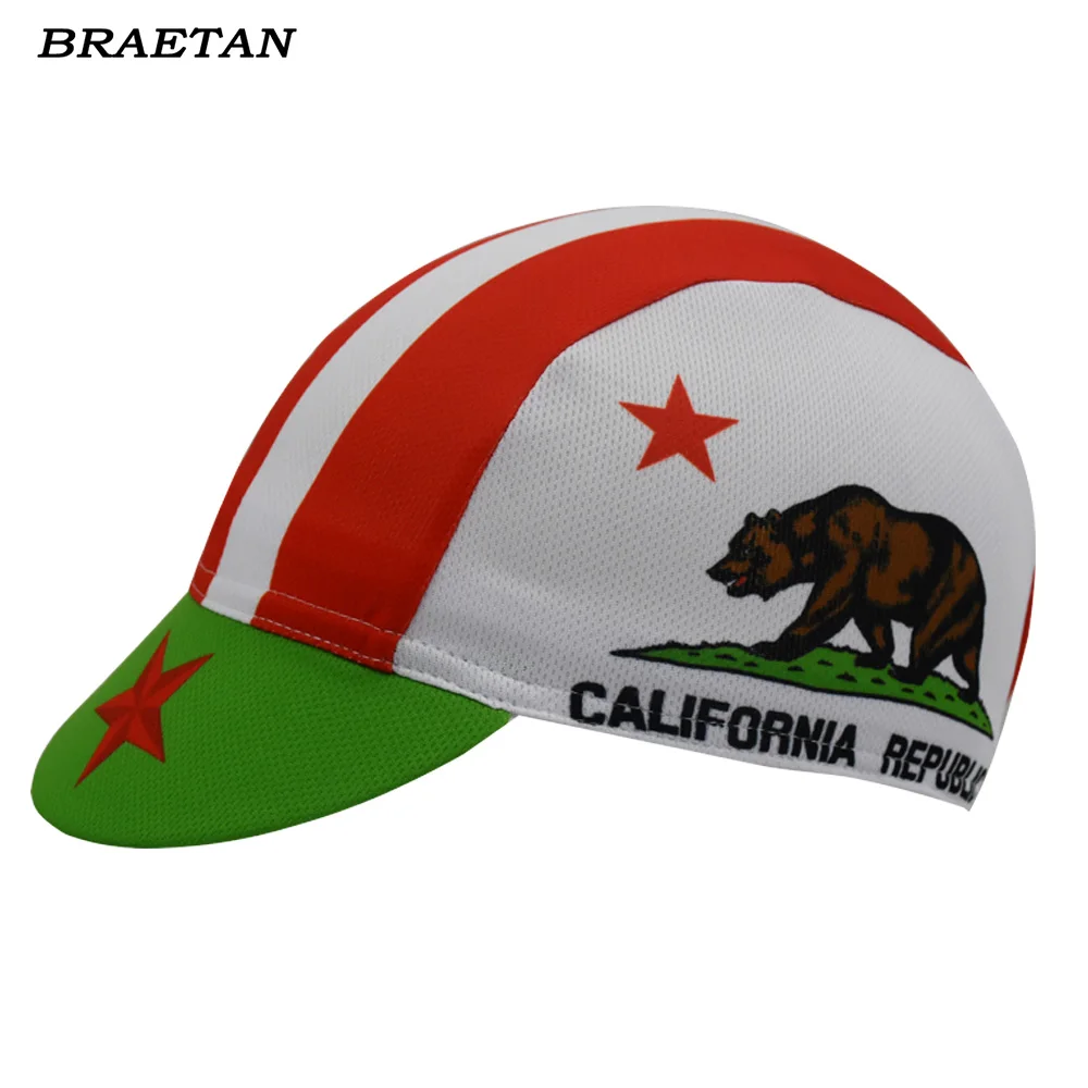 cycling Cap California Republic bear Men and Women red green bike hattour Headwear  Bike Hats braetan