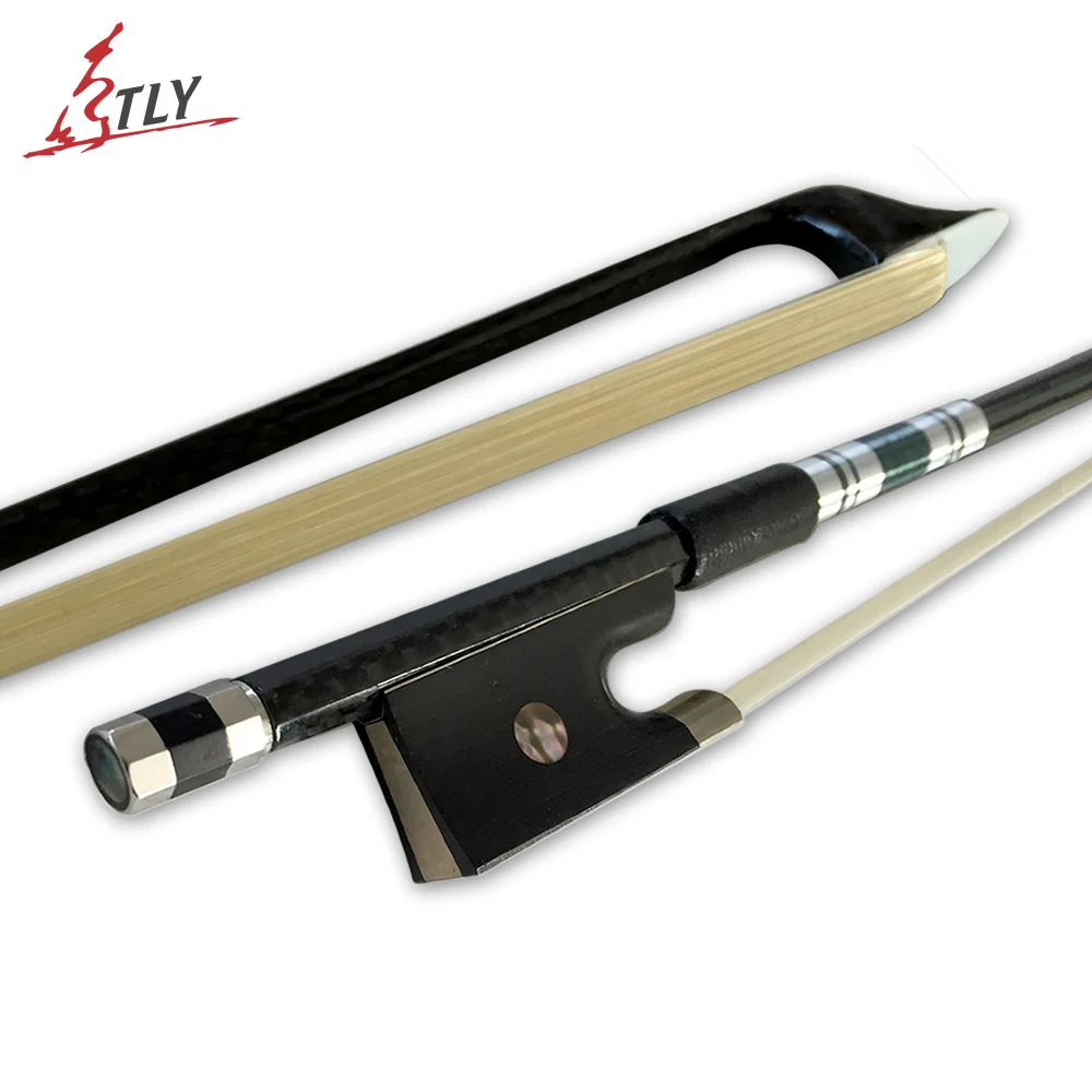 

Full Size Grillwork Black Carbon Fiber Violin Bow Ebony Frog Filamentary Silver Winding Colored Shell Violin Accessories