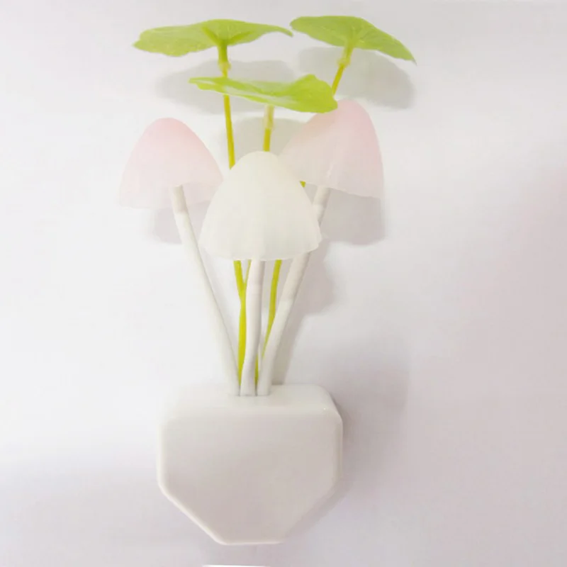 Novelty Mushroom Fungus Night Light EU & US Plug Light Sensor 220V 3 LED Colorful Mushroom Lamp Led Night Lights