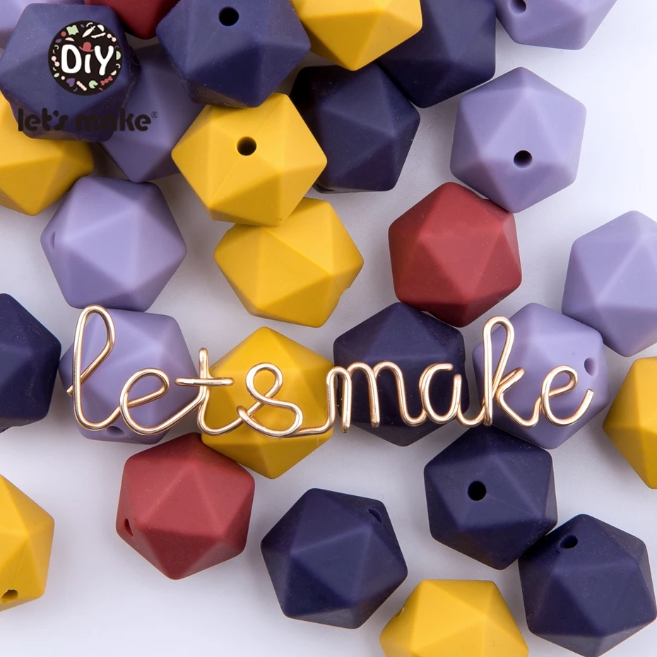 Let's Make 10pc 14mm Silicone Beads Hexagon Bpa Free Silicone Teether Diy Teething Toy Baby Chewable Accessories Baby Teether