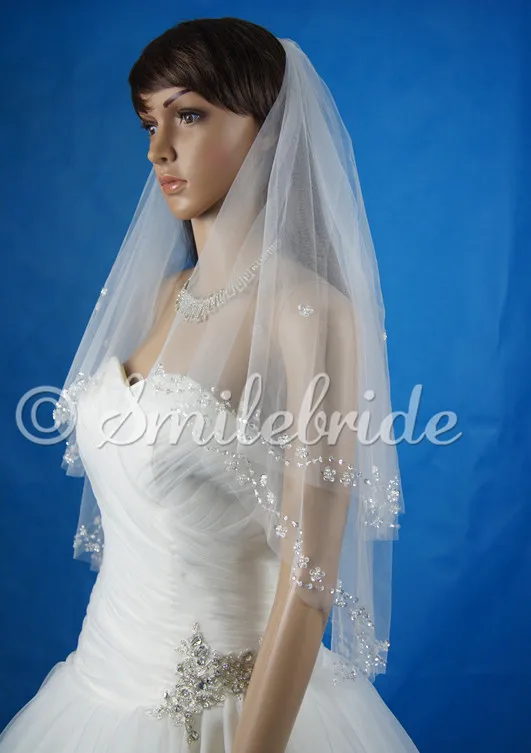 2 Layer Bridal Veil Elbow Length Wedding Veil with Comb