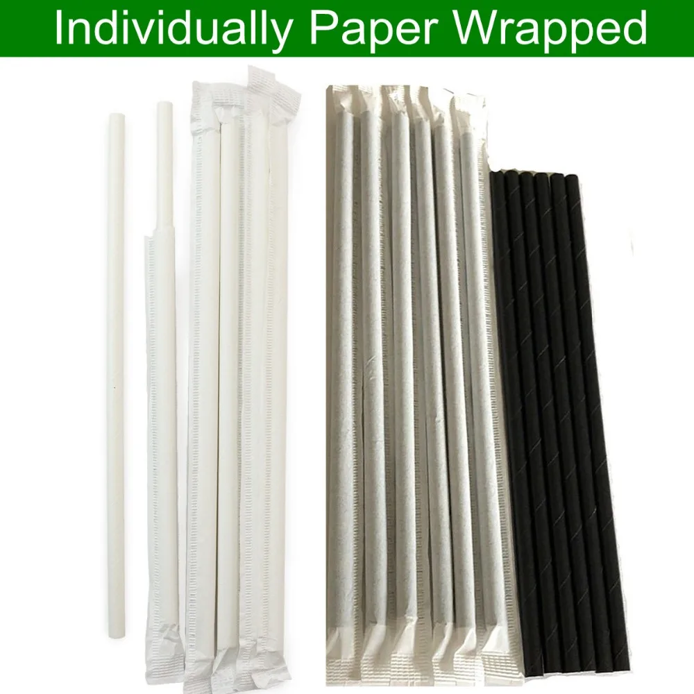 

6000 pcs Individually Paper Wrapped Paper Straws Wholesale,Solid Plain White Black Party Drinking Restaurant Coffee Bar Bulk