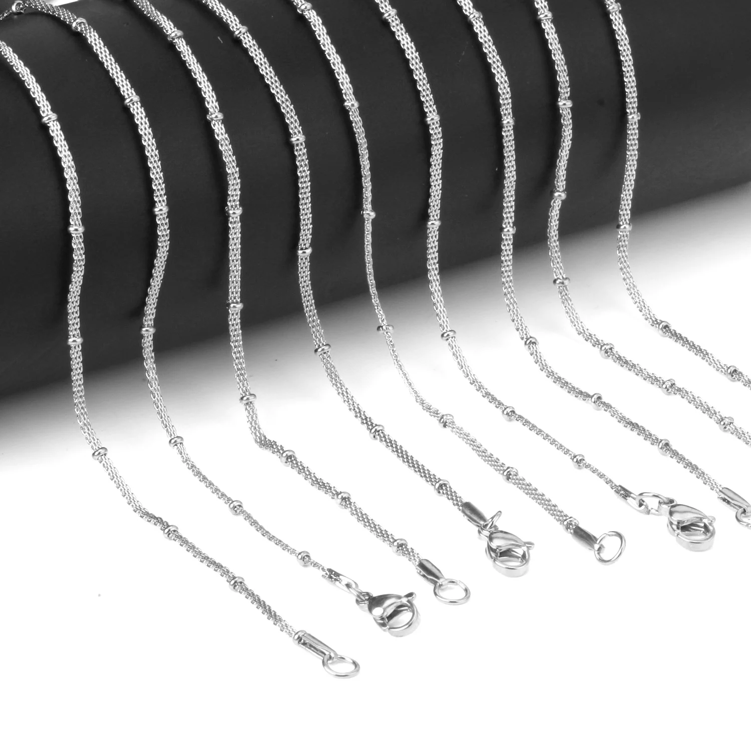 LUXUKISSKIDS Gothic New Chains Net Rope With Beads Chain Wholesale Stainless Steel Fashion Jewelry DIY Necklace Bulk 10pcs/Sale