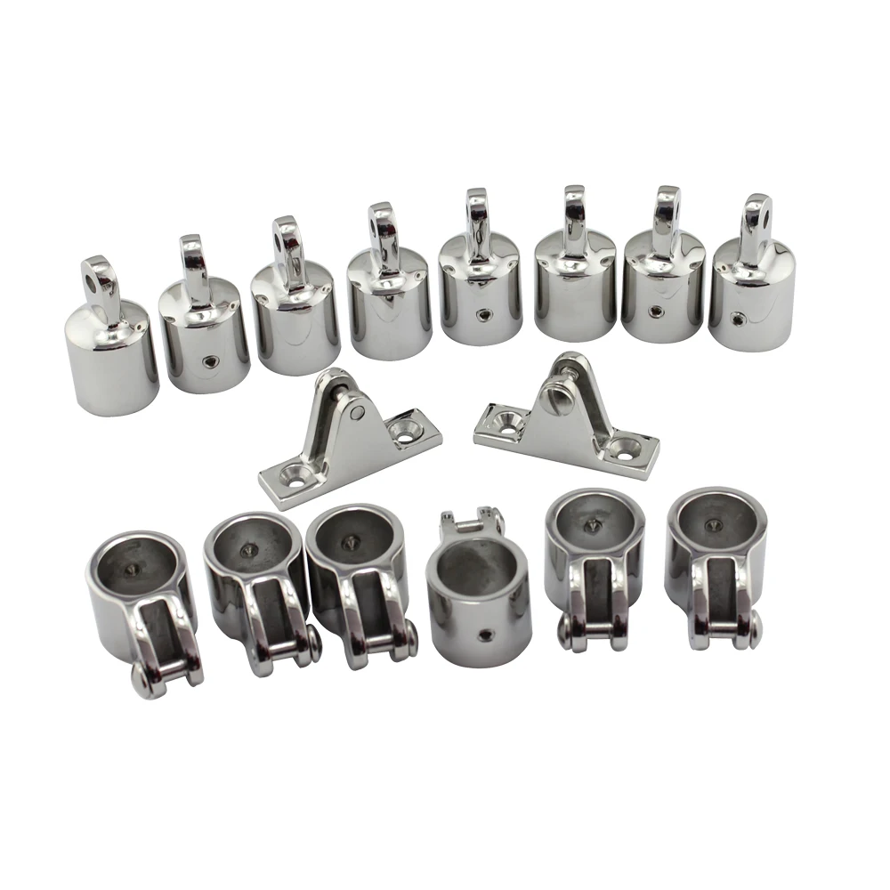 

4 and 3 Bow Stainless Bimini Top Fitting Boat Stainless Steel Marine Hardware Set - 16/12 piece set of SS316 7/8"(22mm) 1"(25mm)