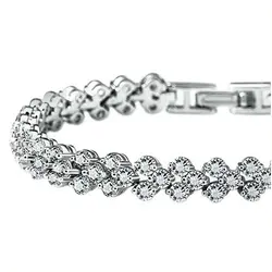 Hot Selling Fashion Silver Plated Roman Chain bracelets & bangles Luxury aaa Zircon Heart shape Charm Bracelets for women