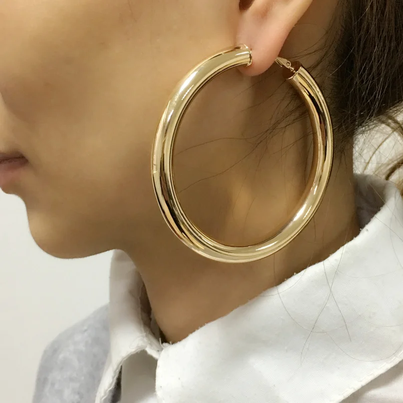 UKEN 2023 Punk Fashion 70mm Diameter Wide Big Hoop Earrings For Women Statement Earrings Brincos Jewelry Accessories Thick