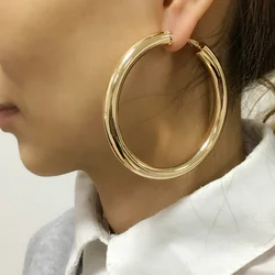 UKEN 2024 Punk Fashion 70mm Diameter Wide Big Hoop Earrings For Women Statement Earrings Brincos Jewelry Accessories Thick