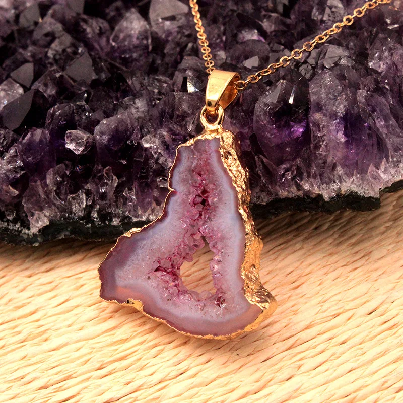 Irregular  Natural Quartz  Necklace for Women Crystal Piont Stone Pendant  Healing Sweater Chain Pendants Pendulum  Jewelry