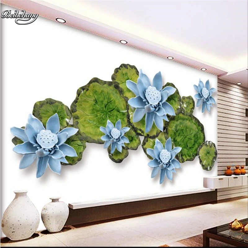 

wellyu 3D high - definition lotus leaf lotus home and wallpaper background wall custom large mural non - woven wallpaper