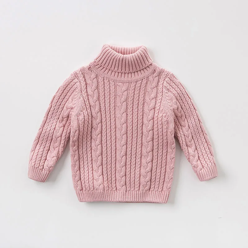 DBA7882 dave bella autumn knitted sweater baby girls long sleeve pullover toddler tops children turtleneck knitted sweater