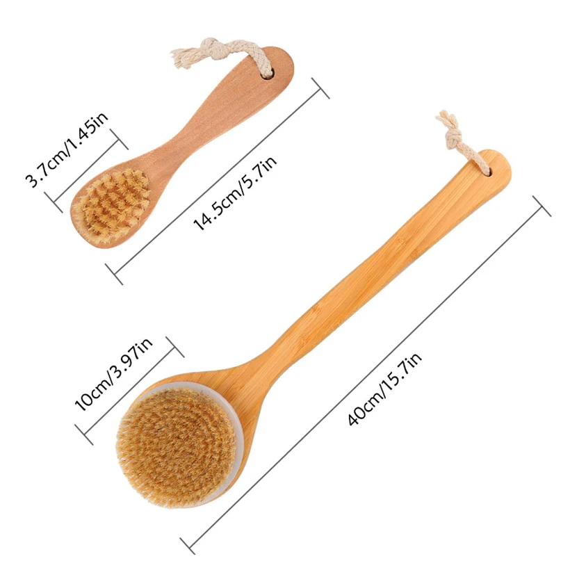 TREESMILE Natural Bristle bath Brush Body Massage Dry brush Dry skin Exfoliation Lymphatic Blood Circulation Shower Brush D30