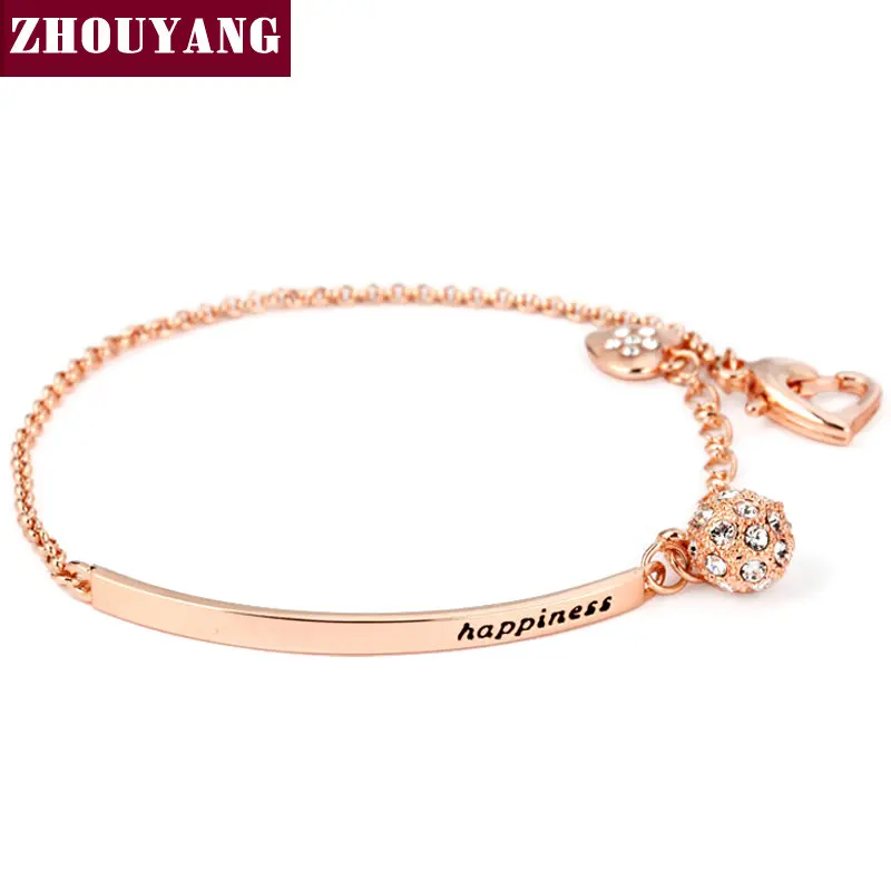 OL Style Cubic Zirconia Rose Gold Color Ball Fashion Party Charm Bracelets & Bangles Jewelry Top Quality ZYH196