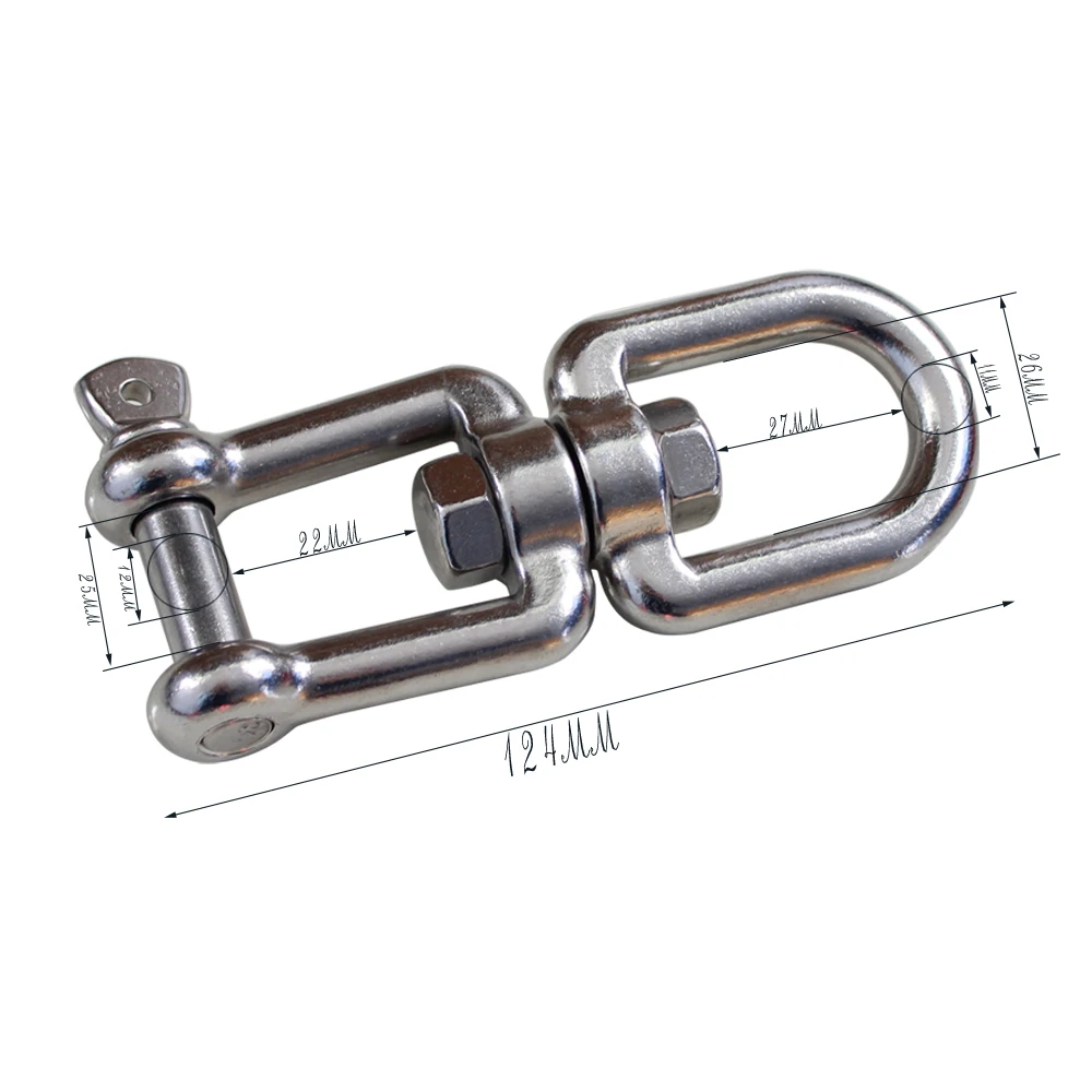 Heavy Duty Stainless Marine Eye/Jaw Swivel Marine SS304 Eye-Jaw Type Swivel Anchor Chain Connector Shackle 2pcs 12mm