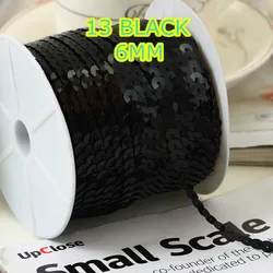 100 Yards 6mm Black paillettes Trim, venduto per confezione da 1 rotolo (100 yarde)-nastro di paillettes nere