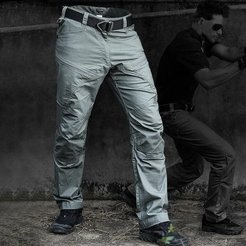 Outdoor Multi Pocket Cargo Pants for Men, Army Fan Combat Training Trousers, Hiking Sport Loose Military Clothes, Tactical Pants