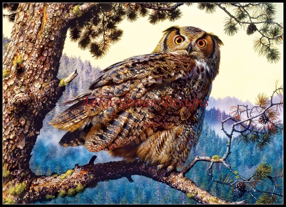 Needlework for embroidery DIY French DMC - Counted Cross Stitch Kits 14 ct Oil painting - Great Horned Owl