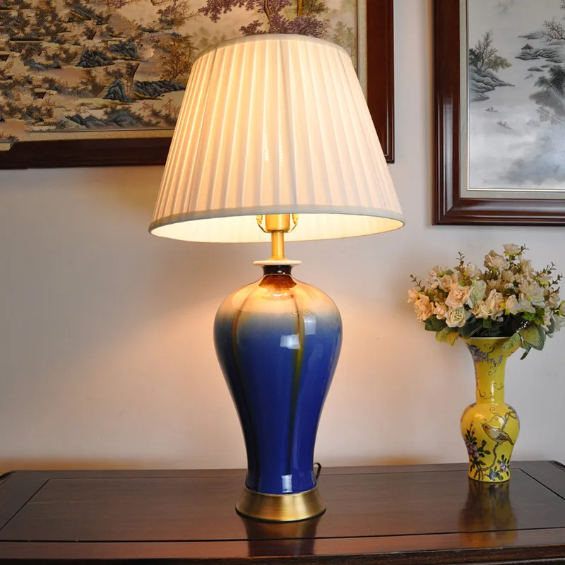 Art Chinese porcelain ceramic table lamp bedroom living room wedding table lamp Jingdezhen ceramic table lamps for bedroom