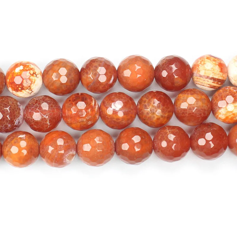 Faceted Crackle Red Agates Round Beads 14inch ,Wholesale For DIY Jewellery