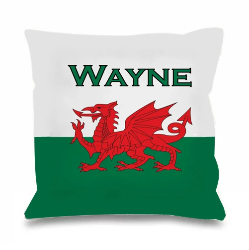 Personalised Welsh Dragon Flag Pillow Case Custom Name Wales Flag Cushion Cover Cool Boy Kids Gift Room Decor Personalized 18