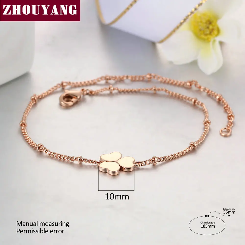 Heart Clover Charming Bracelet Rose Gold Color Jewelry Party Wedding Gift For Women Top Quality H142