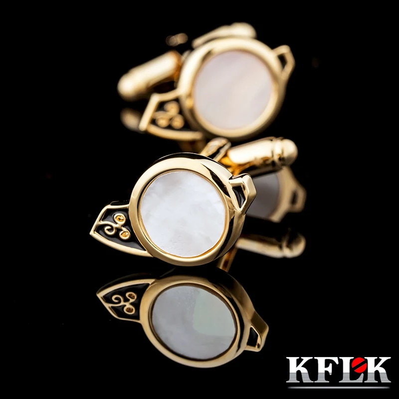 

KFLK jewelry 2020 shirt cufflink for mens Brand cuff button wedding cuff links High Quality Golden abotoaduras Jewelry