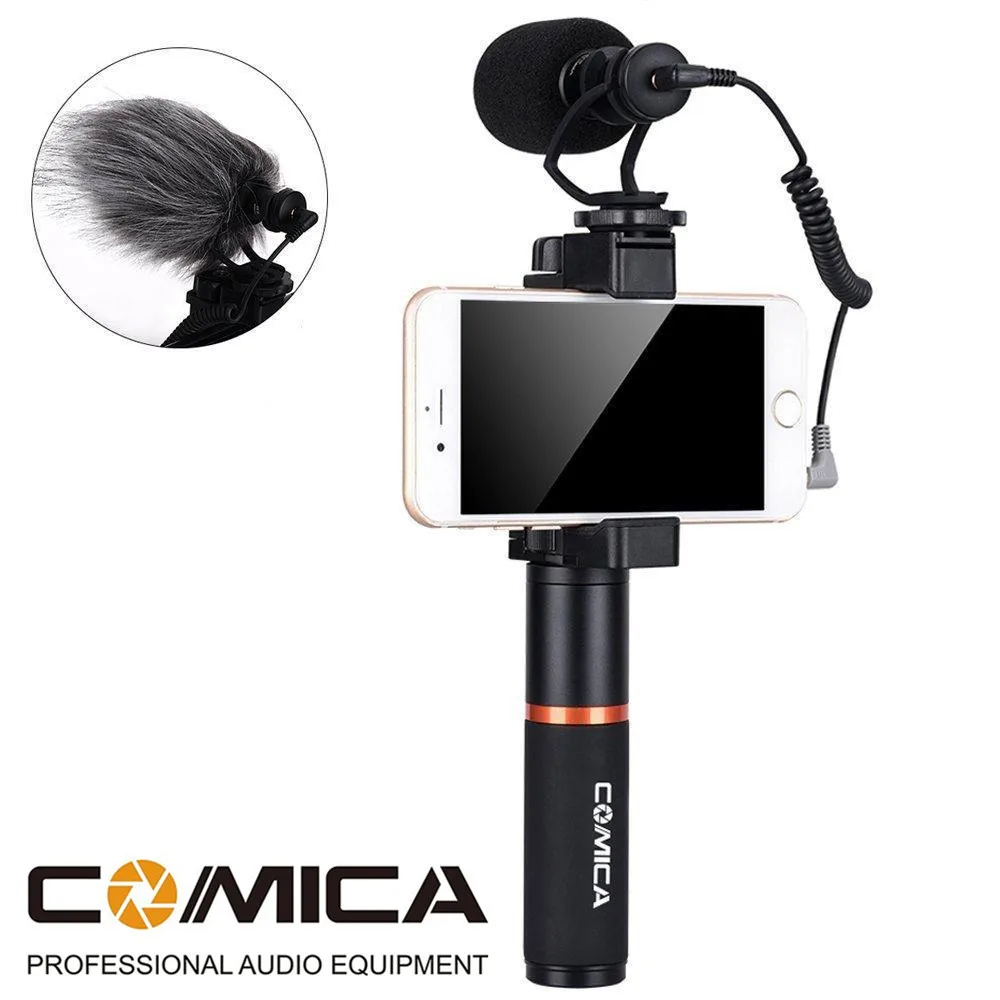 

Comica Smartphone Video Kit CVM-VM10-K3 Filmmaker Handle Grip with Video Microphone Video Rig for iPhone X 8Plus 8 7Plus