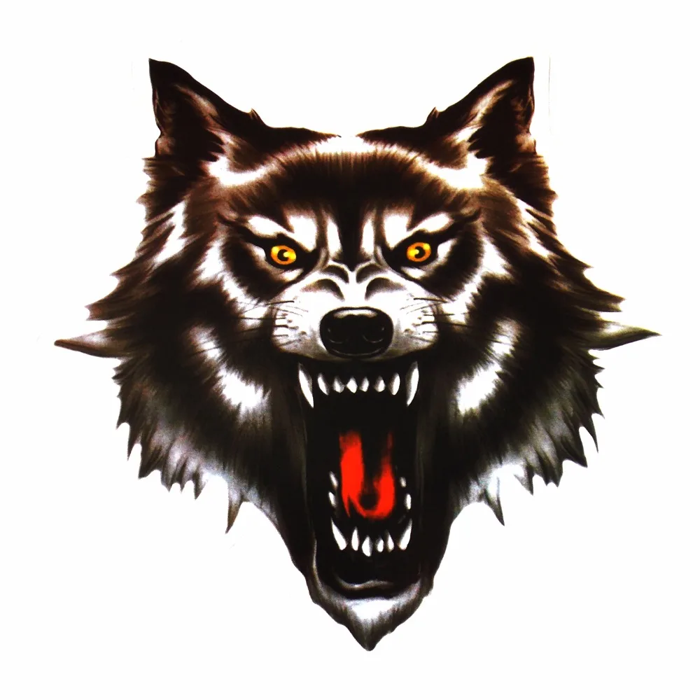 Motorcycle and Car Hoods Trunk Whole Body Animal Anger Ferocious Wolf Decal Personalized Car Sticker