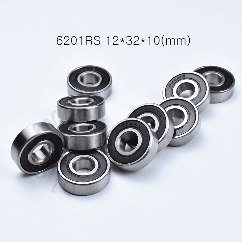 

6201RS 12*32*10(mm) 1Piece bearings ABEC-5 rubber sealing bearings 6201 6201RS chrome steel deep groove bearing