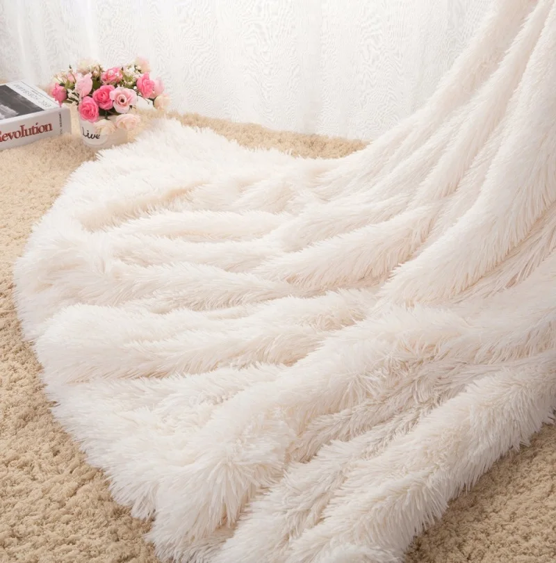 130x160/160*200cm Throw Blankets Mantas White Pink Grey Fleece Fluffy Plush Bedspread Couverture Polaire Plaids Sofa/Air/Bed