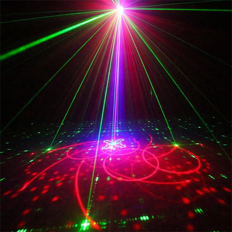 RGB DJ Disco Light Laser Projector For Dance Party Sound Lights Stage Machine 128 Patterns Color Music Nightclub Lights