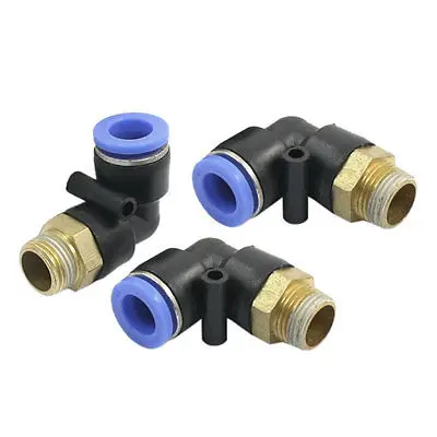 3 PCS 12mm to 12mm Pneumatic L-Joint Connector Quick Coupler 3/8PT Dia Thread