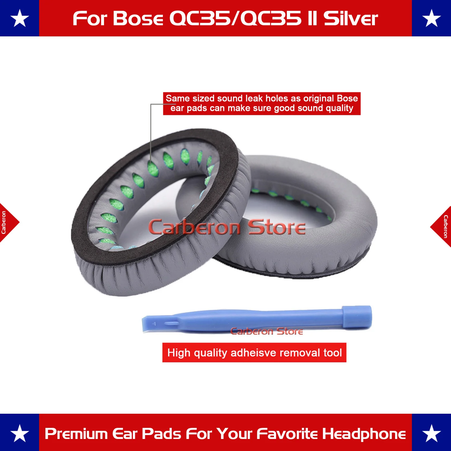 Replacement Ear Pads Ear Cushions for Bose QC35/QC35 II Headphone with QC35 Scrims with \'L and R\'(Silver Grey)