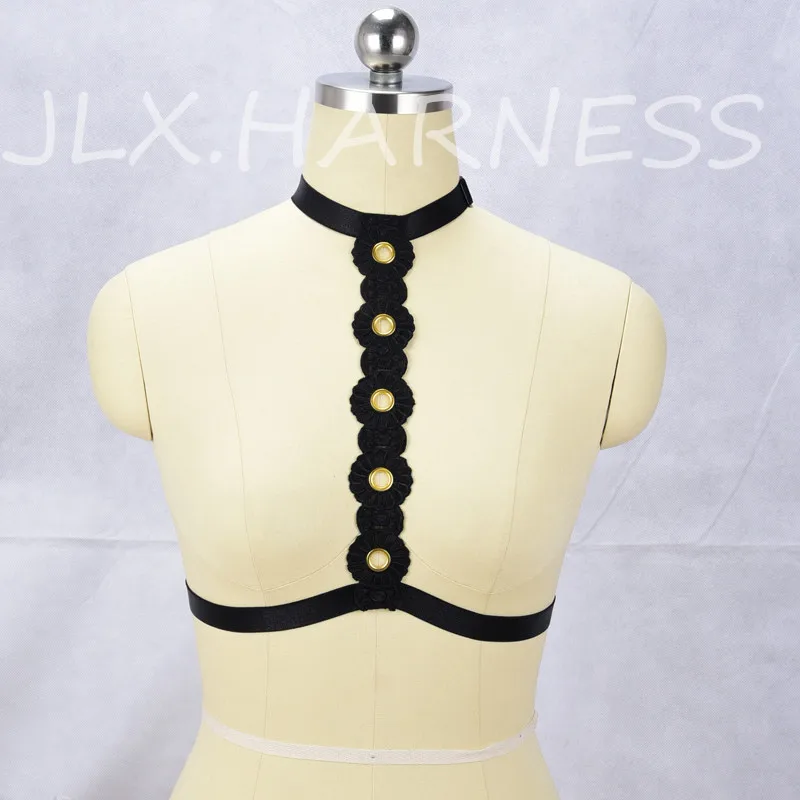 

JLX.HARNESS Black Strappy Charm Harness 90's goth gothic hipster lingerie Strappy Caged Body Harness Caged Bra Fetish O0448