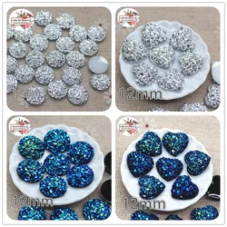 100 pezzi argento lucido imitazione strass retro piatto Cabochon Art Supply decorazione Charm Craft fai da te 12mm