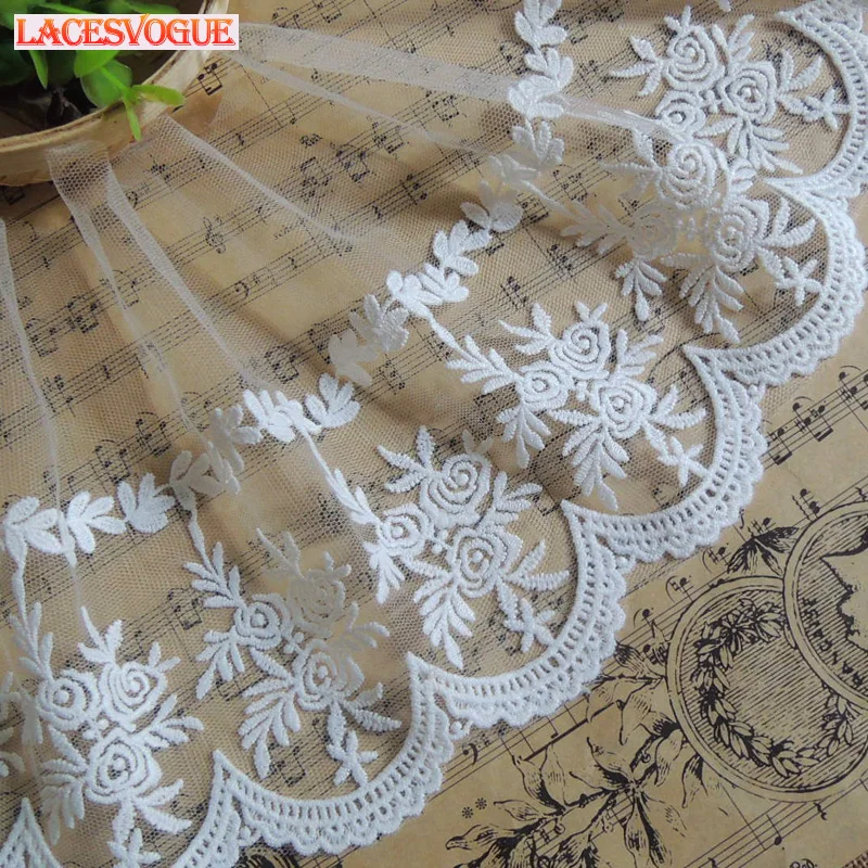 Embroidered Mesh Lace Fabric, DIY Garment, Needlework Sewing, Handmade Accessories, Dress Decoration, 19Yards, 12.5cm, 296