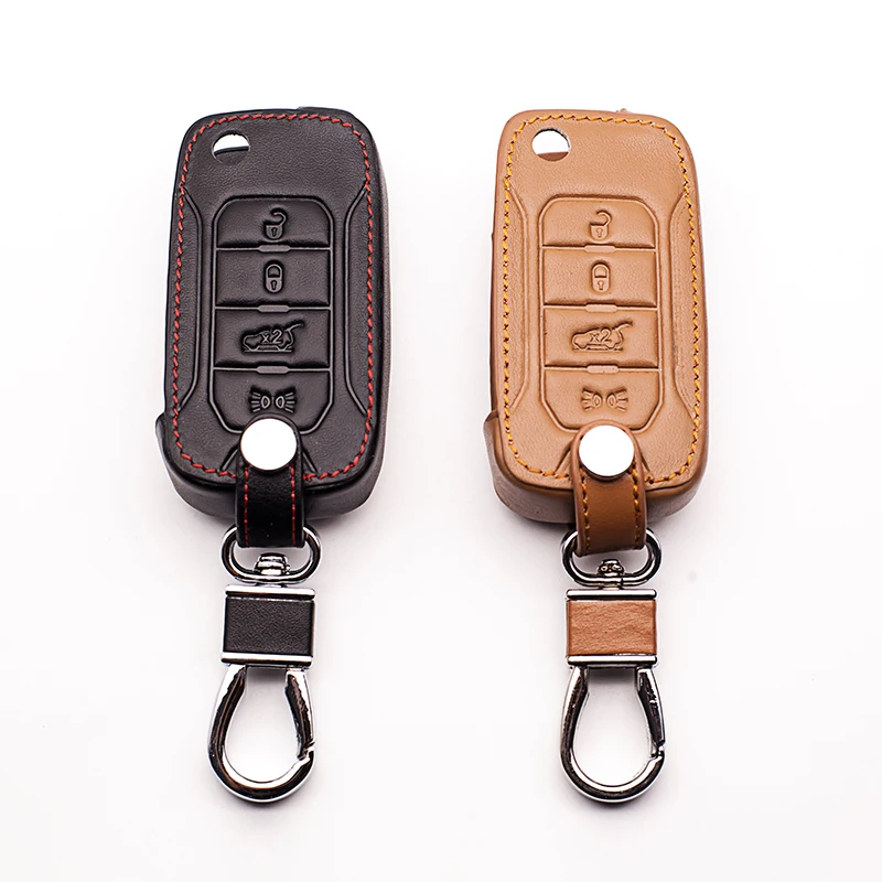 Top layer leather Genuine Leather Protect Shell Protective Case Key Ring Case For Jeep 2016 Renegade Keyboard cover Car wallet