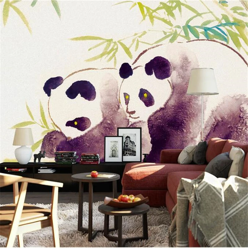 wellyu  Custom wallpaper  papier peint mural 3d   Panda Oil Painting National Treasure Wall  papel pintado pared  behang