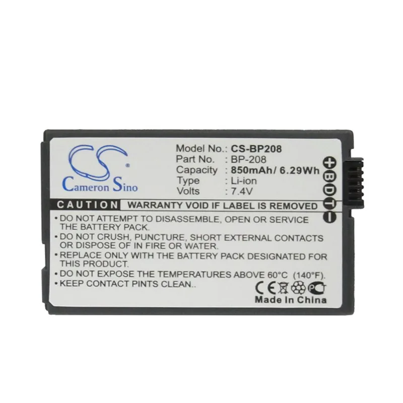 Cameron Sino 850mah battery for CANON  BP208  Optura S1 DC21 DC22 DC40 DC10 DC100 MVX450 MVX460 BP-208DG Camera Battery