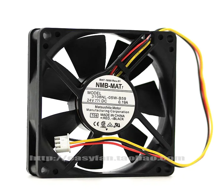 

NMB-MAT 3108NL-05W-B5 T08 DC 24V 0.19A 80x80x20mm Server Cooling Fan