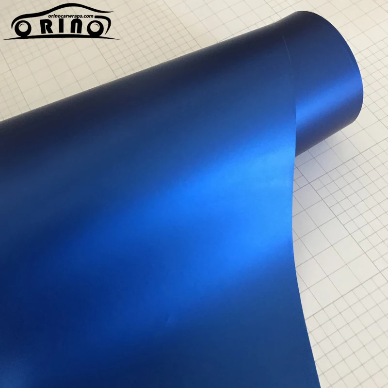 10/20/30/40/50X152CM Chrome Metallic Vinyl Film With Air Drain Matte Satin Blue Car Wrap Motorbike Car Sticker Decal Wrapping