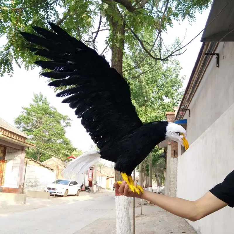 

big simulation black wings eagle model foam&furs white head&tail eagle gift about 90x45cm 1542