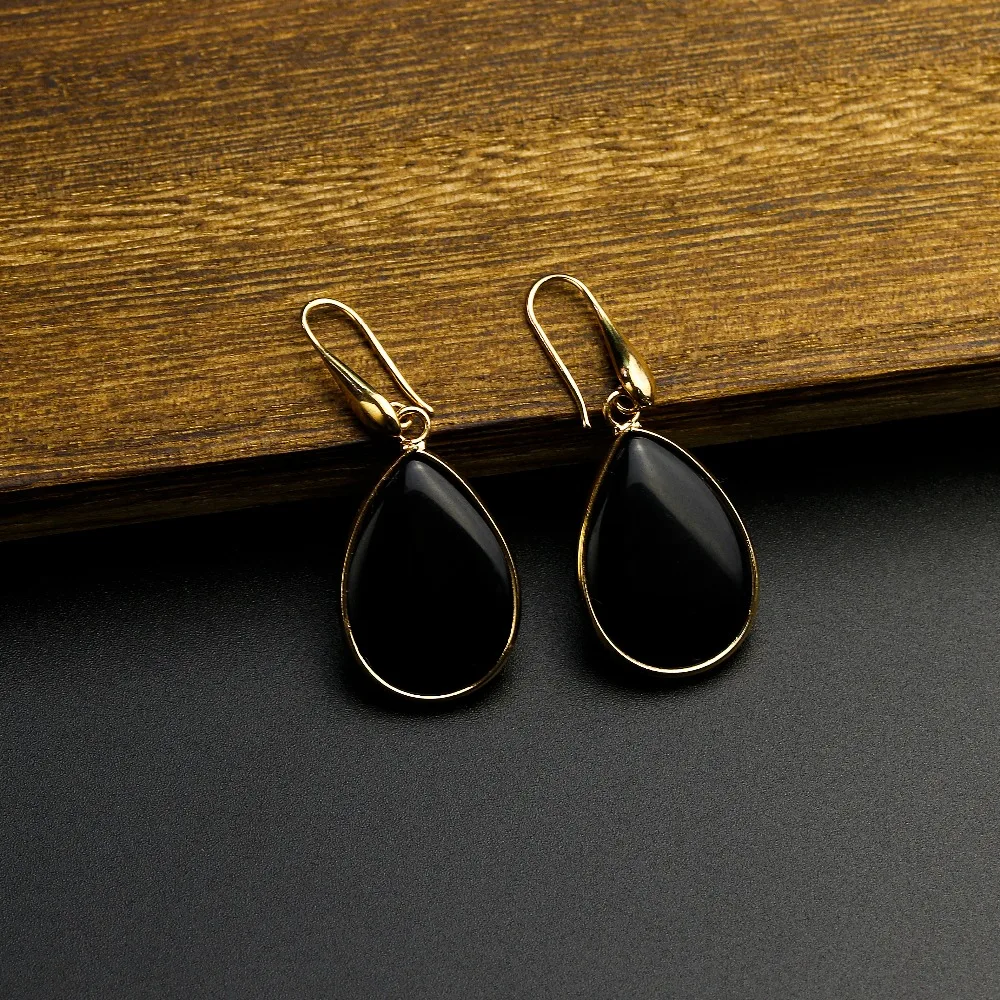 YMORL Natural Tiger Eye Drop Earrings For Women Bohemia Earring Designer Black Onyx Earrings Jewelry Dropshipping