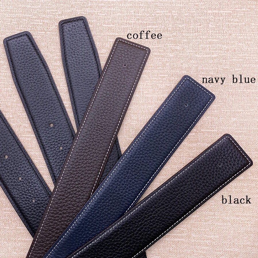 2025 WITHOUT BUCKLE 3.8cm same color line for men women belt strap high quality cowskin genuine leather two sides