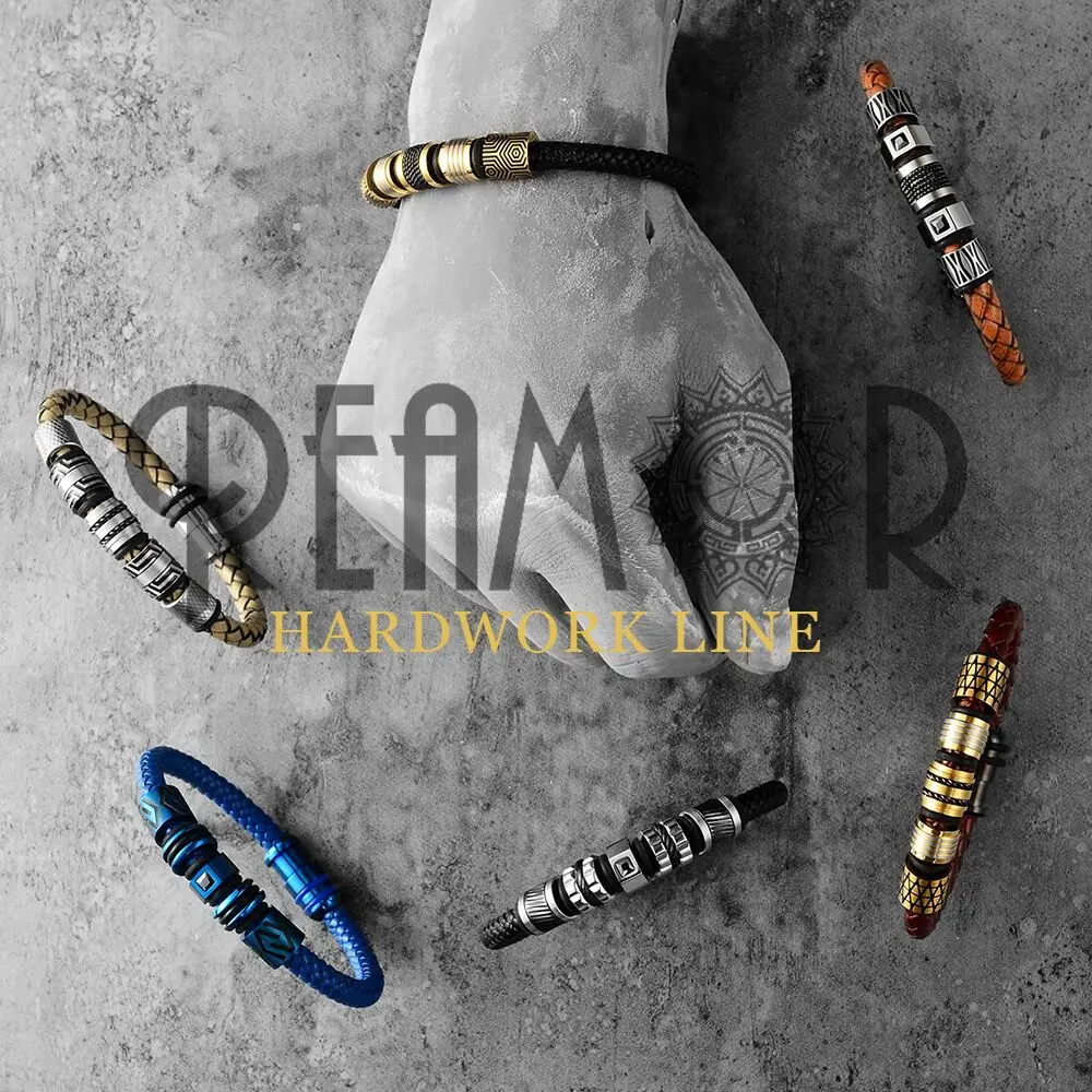 REAMOR Mirror Polished Metal Beads Plating Color Stainless Steel Charms Beads For Men Bracelet Jewelry Making DIY Punk Bangle