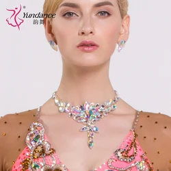 Lady Diamond Necklace Girls Dancing Rhinestone Necklace Female Modern Diamond Collar Wear Latin Accessories B-6586