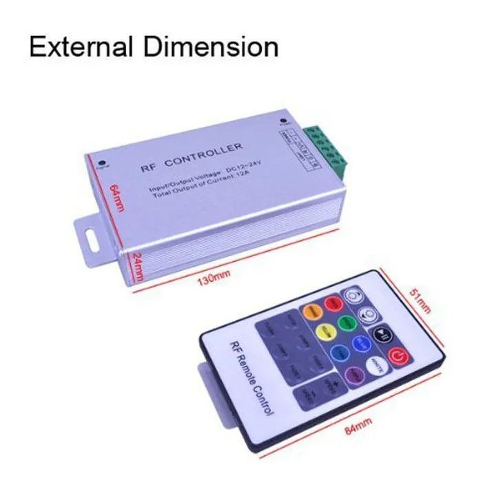 RF IR Remote RGB LED Controller DC 12V 24V 24A Supply For 3528 5050 2835 SMD LED Strip