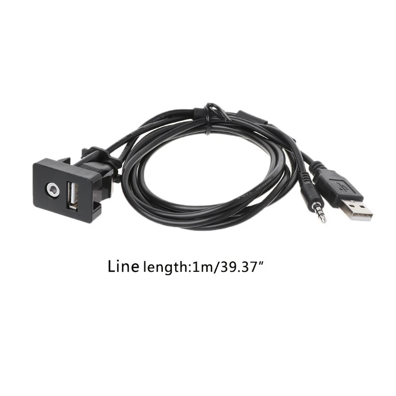 2019 New High Quality 1 Pc Auto Car 3.5mm AUX USB Extension Cable Panel Headphone Male Jack Flush Mount Adapter